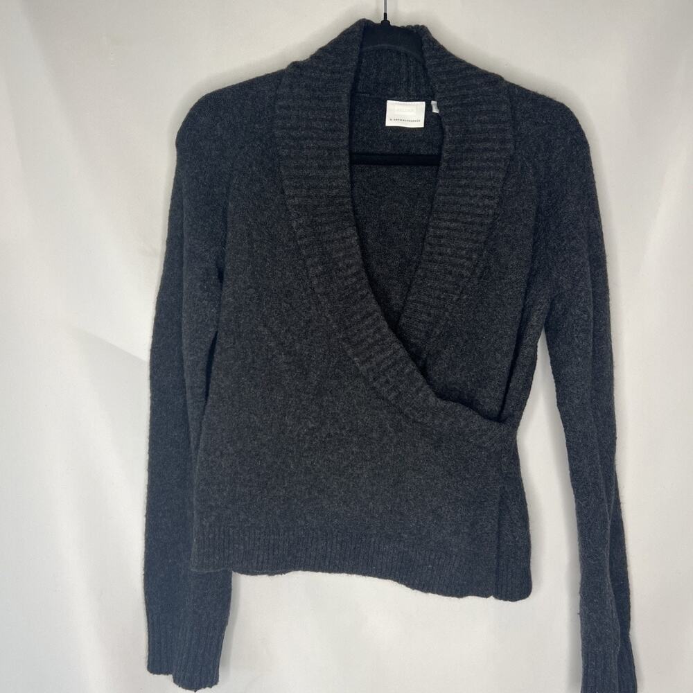 Anthropologie ett.wa Tessa Alpaca Sweater Gray Blend Faux Wrap Cozy Knit size M